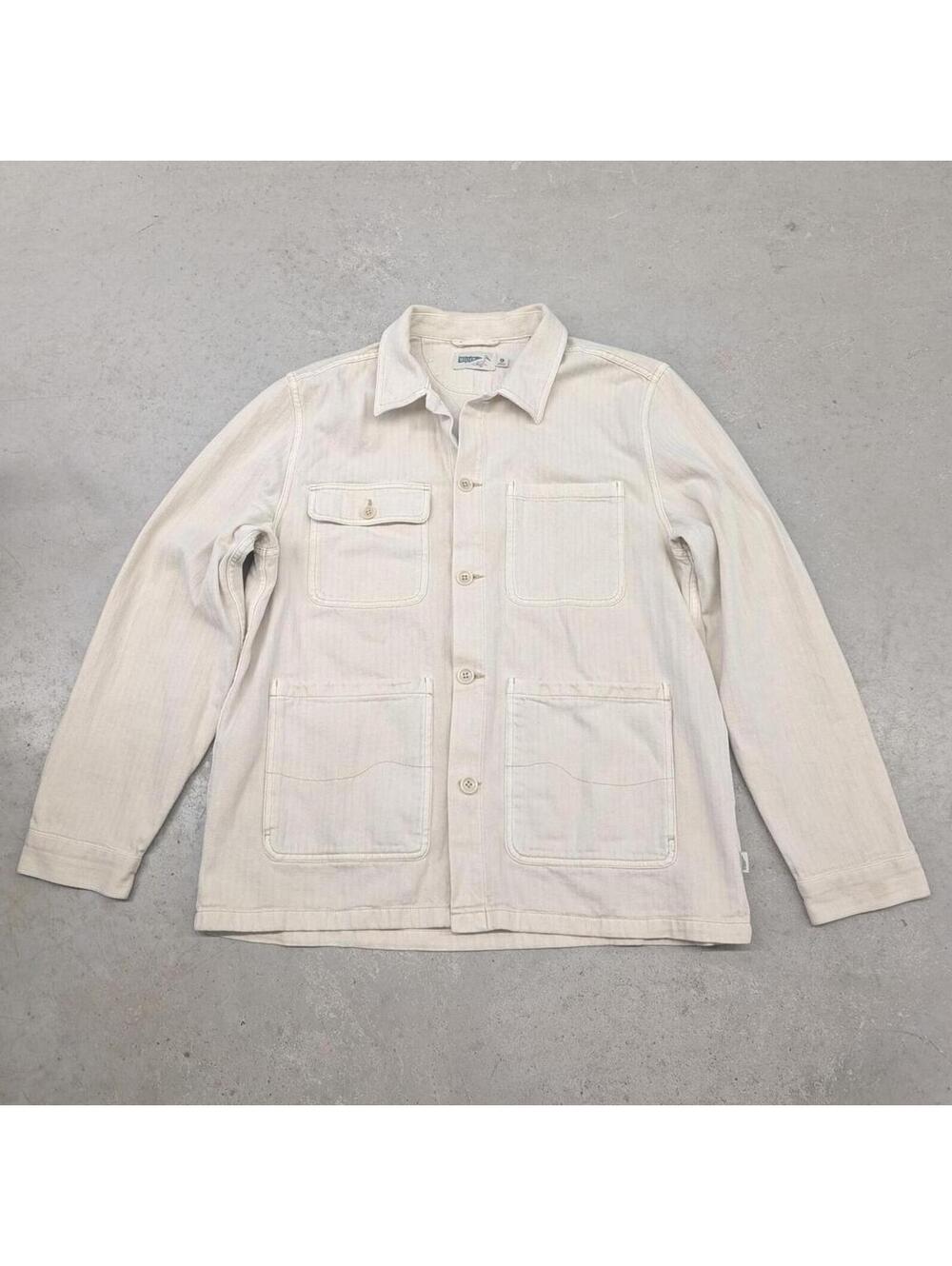 Huckberry Wellen Beige Herringbone Utility Chore Jacket